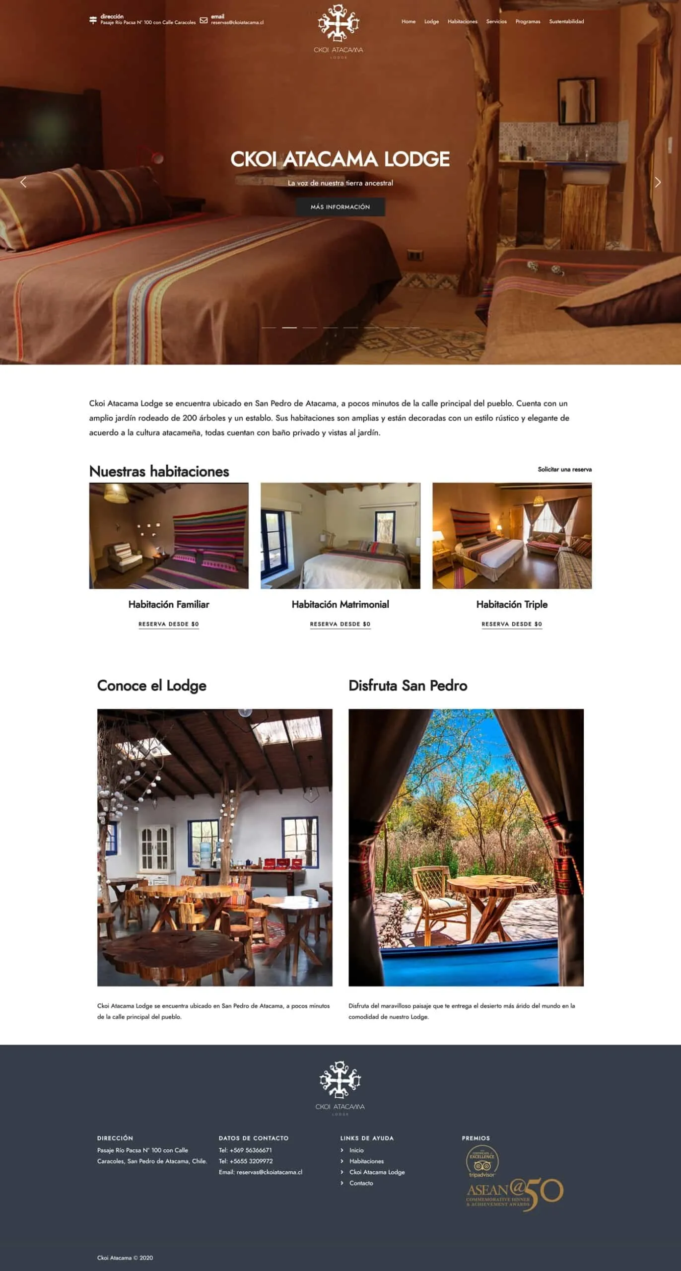 Captura del sitio Ckoi Atacama Lodge