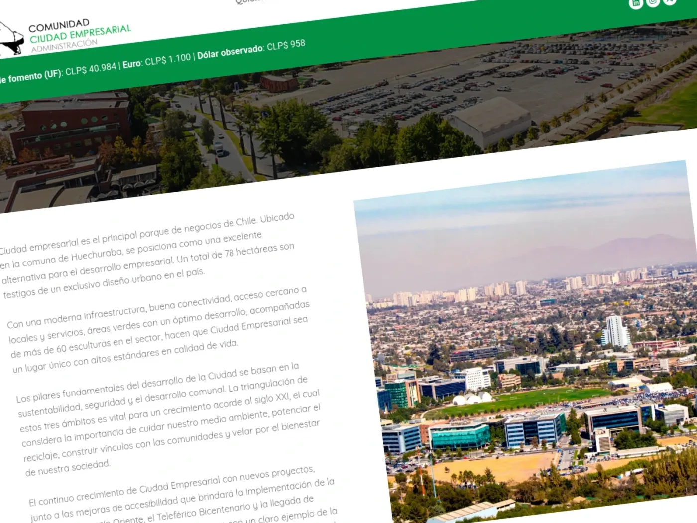 Sección 1 del sitio Comunidad Ciudad Empresarial
