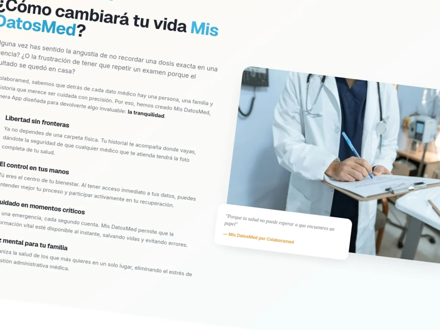 Sección 2 del sitio MisDatosMED